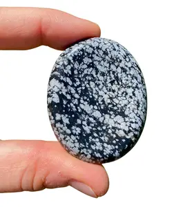 Snowflake Obsidian Worry Stone - Snowflake Obsidian Palm Stone - Polished Stone Oval