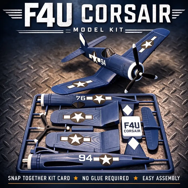 F4U Corsair Model Kit Card – Snap-Together Aircraft