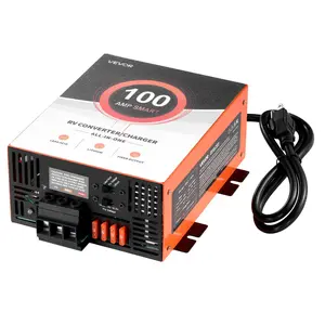 VEVOR 100A Model RV Power Converter 110V AC to 12V DC Battery Charger with Copper Wire & Metal Casing, Smart Multi-Stage Charging, 13V-16.5V Operating Range, Charges Batteries Compatible with Lithium & Lead Acid, for Campers