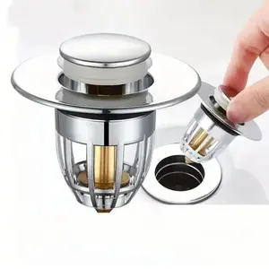 Bathroom Sink Stopper with Pop-Up Design, Brushed Nickel Finish, Fits Various Drain Holes, Clog-Free Solution, Bathroom Accessory, Universal Sink Stopper