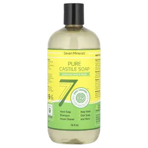 Seven Minerals Pure Castile Soap, Unscented Mild & Gentle, 16 fl oz