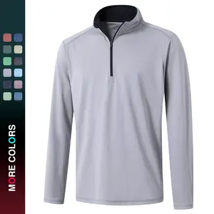 MAELREG Men’s Quarter Zip Golf Pullover, Performance Dry Fit Stripe Mock Neck Midlayer, Long Sleeve 1/4 Zip Sweatshirt for Fall Sports Casual Menswear