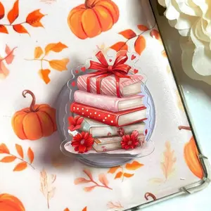 Cozy Book Stack MagSafe Phone Grip – Cute Books with Ribbon Magnetic Pop Socket & Kickstand – Fall Aesthetic Gift