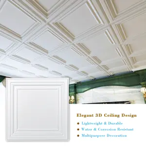 Art3d 24"x24" Square PVC Decorative Drop Ceiling Tiles for Home,12-Pack PVC Wall Panel, 48 sq.ft Coverage, Waterproof, Paintable, Easy to Cut