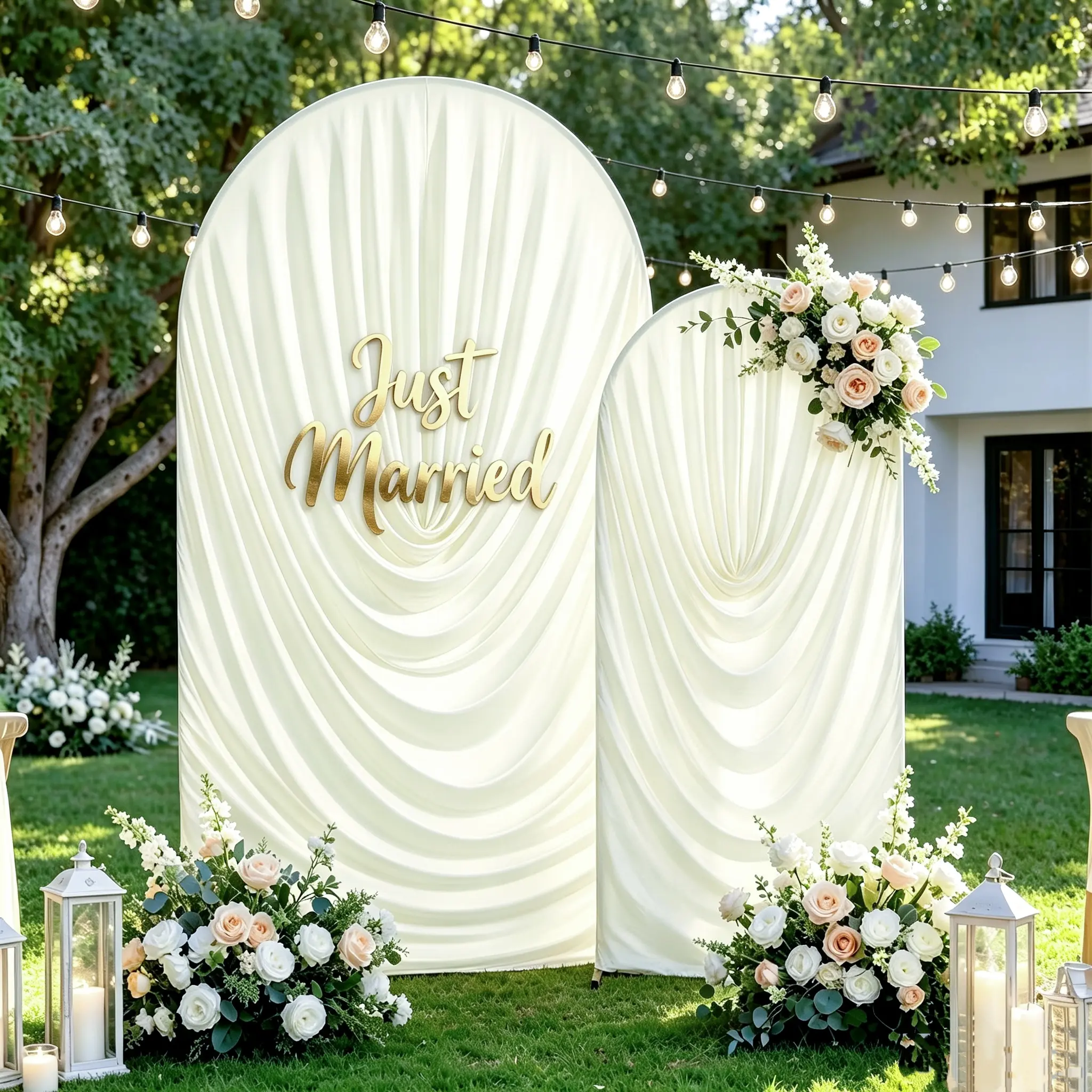 6FT/7.2FT Ruched Wedding Arch Backdrop Cover, Stretch Fabric Curved Arch Cover for Wedding Ceremony, Baby Shower, Birthday Party, Photo Booth & Event Decorations