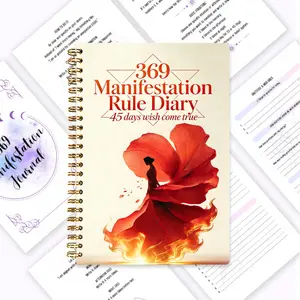 369 Manifestation Diary, Tesla Digital Method Manual, Inner Transformation Guide for Women, 45-Day Wish Realization Plan, Red Flame Flower Cover, 100-page Design, Includes Daily 3/6/9 Writing Tasks + Gratitude Exercises, Helps You Release Potential and Bu