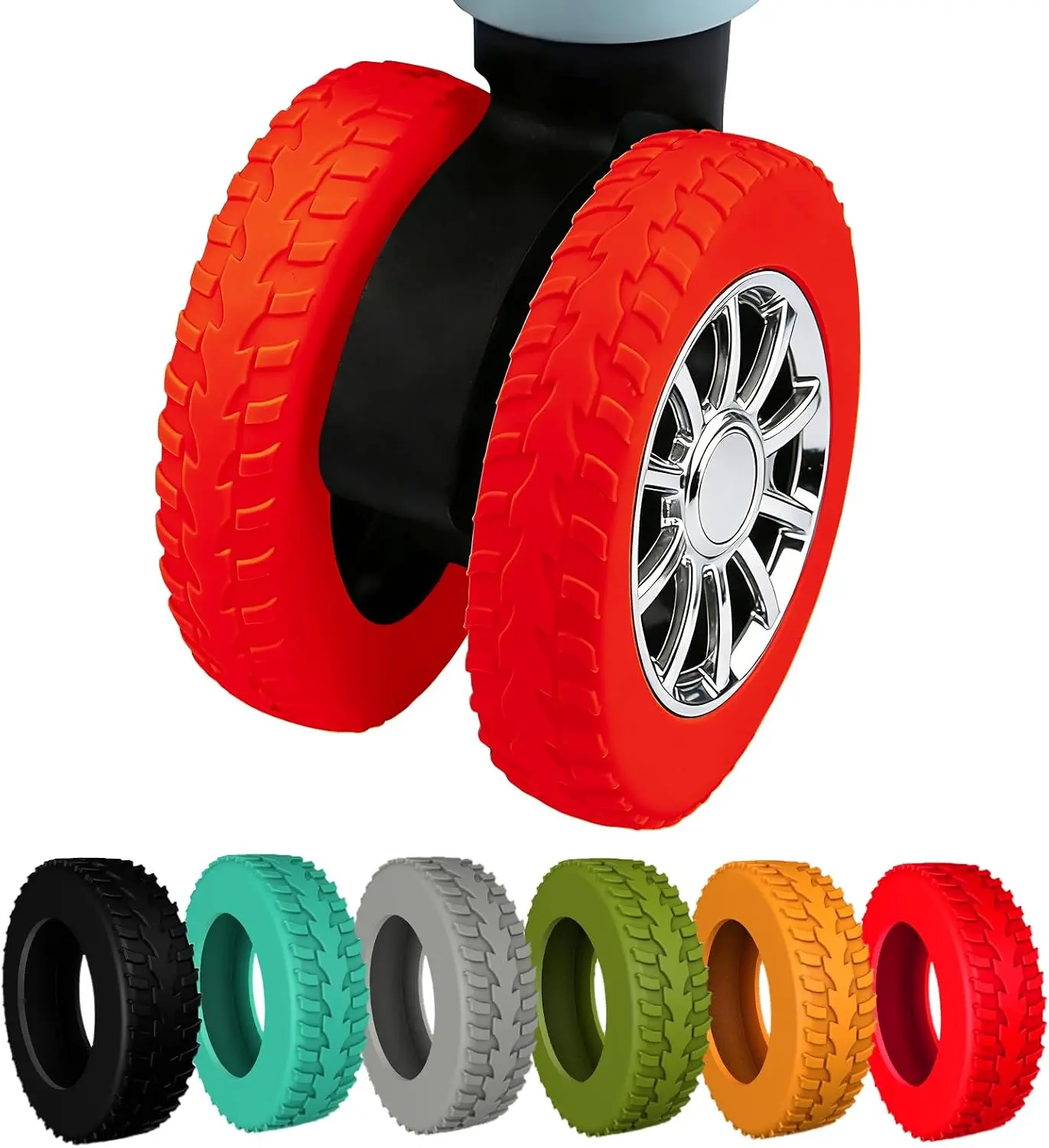8 Pcs Silicone Luggage Wheel Covers for 2-2.4" Spinner Wheels,Red | For exposed double suitcase wheels;Upgraded Luggage Travel Accessories,Helps reduce daily rolling noise and surface wear.