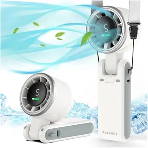 PLAYHOT N607 Portable Handheld Turbo Fan 5 Gear Wind 4000mAh Battery Operated Up to 10 Working Hours 3 IN 1 Rechargeable Air Turbo Tech Cooling Fan for Outdoor Activities Travel Working