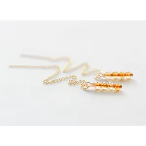 Citrine Threader Earrings - November Birthstone