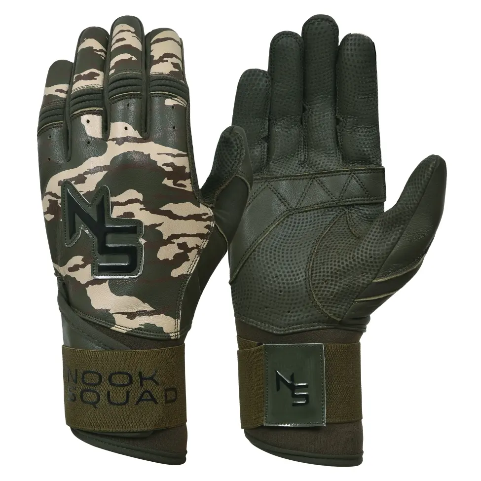 Nook Squad Batting Gloves - Squad Series 2.0 Double Wrap Cuff Cabretta Leather All Seasons Dura-Grip Textured Palm Double Stitched Reinforced Palm & Wrist Breathable Dura-Flex Neoprene Baseball Glove