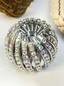 Women's Elegant Bird Nest Magic Hair Clip, Hair Claw, Shiny Crystal and Rhinestone Ponytail Holder, Non-Slip Grip Bohemian Style