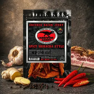 Spicy Sriracha Bacon Jerky - Authentic Spicy Bacon Flavor with Sizzling Heat, Ideal for Snacking and Flavoring Lifestyle