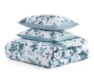 Martha Stewart Vivian Floral Blue Cotton Queen Comforter Set