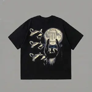 Racoon Holding Monster Graphic T-Shirt - Funny Streetwear, Rapper Hiphop Vintage Urban Tee