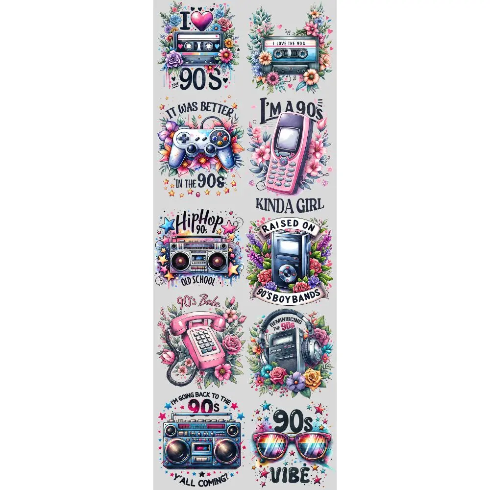 I love the 90's DTF Transfers Gang Sheet 22” wide x 60” long DIY Direct to Film T Shirt Transfers