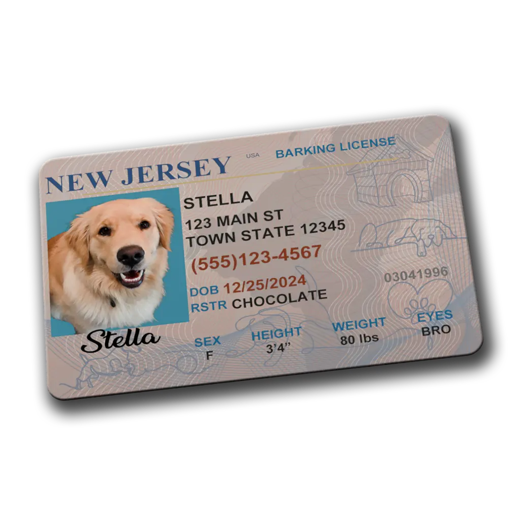 Custom Dog ID Card | Novelty License For Pet | Plastic Card Pet Memorial Gift