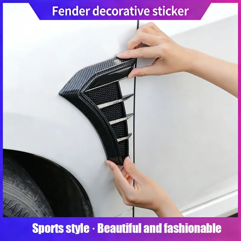 Car Side Wing Decoration Sticker, No-Drill Car Body Decal, 3D Side Vent Modification, Leaf Board Decorative Accessories, Side Decals, Universal Car Sticker, Automotive Decals