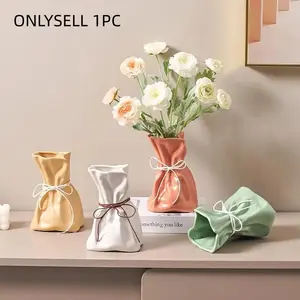 Elegant Round Resin Vase with Ribbon Accent, Perfect for Fresh Flowers, Minimalist Design, Smooth Finish, Ideal for Home Decor