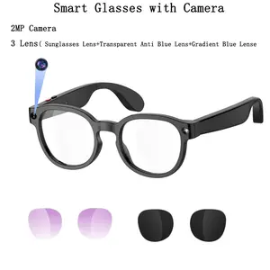2MP Camera AI Smart Glasses for Men Women,Anti-Shake Video Recording Sunglasses, Supports Photo/Video/Audio Recording, Ai Voice Control, Ai Glasses with Bluetooth Calling, 270mah Battery