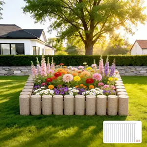 VEVOR Faux Wood Landscape Edging, 13.7 ft Kit, No Dig Garden Edging Border, Blocks for Lawn, Flower Beds, Pathways, Yards, 4 Pack Each Section Has 10 Logs 41.14"L x 3.74"W x 7.48"H, 32 Spikes, Beige