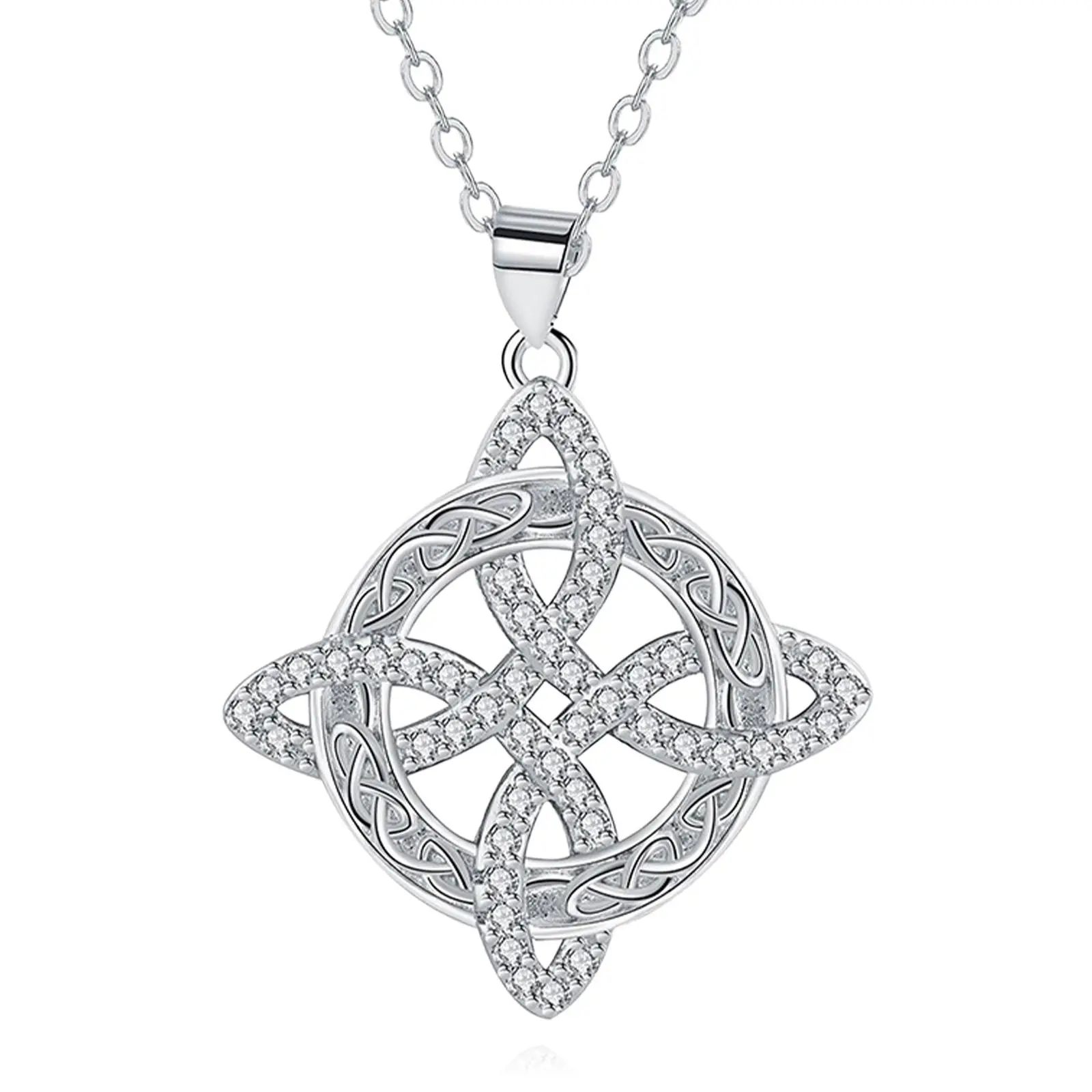 DRINSPER Witches Knot Necklace Hecate Goddess of Witches with Celtic Knot Design Pendant Necklace, Collar De Amuleto De Proteción, Copper Pendant with Aritificial Gemstone Decor Fashion Jewelry Accessories Gift for Women