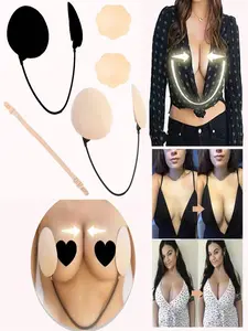 Women's Silicone Breast Enhancer Invisible Bra, Adjustable Elastic Strap, Thin Slimming Chest Pads, Anti-Protrusion, Shapewear for Women, Comfortable and Discreet