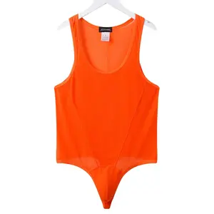 1 piece JOCKMAIL Solid Color Sexy Mesh Semi-Transparent Men's Bodysuit