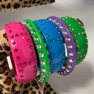 Vintage Y2K Bangle Stack | Colorful McBling Rhinestone Bracelets | 2000s Jewelry | Scene Gyaru FairyCore bracelet | New gift