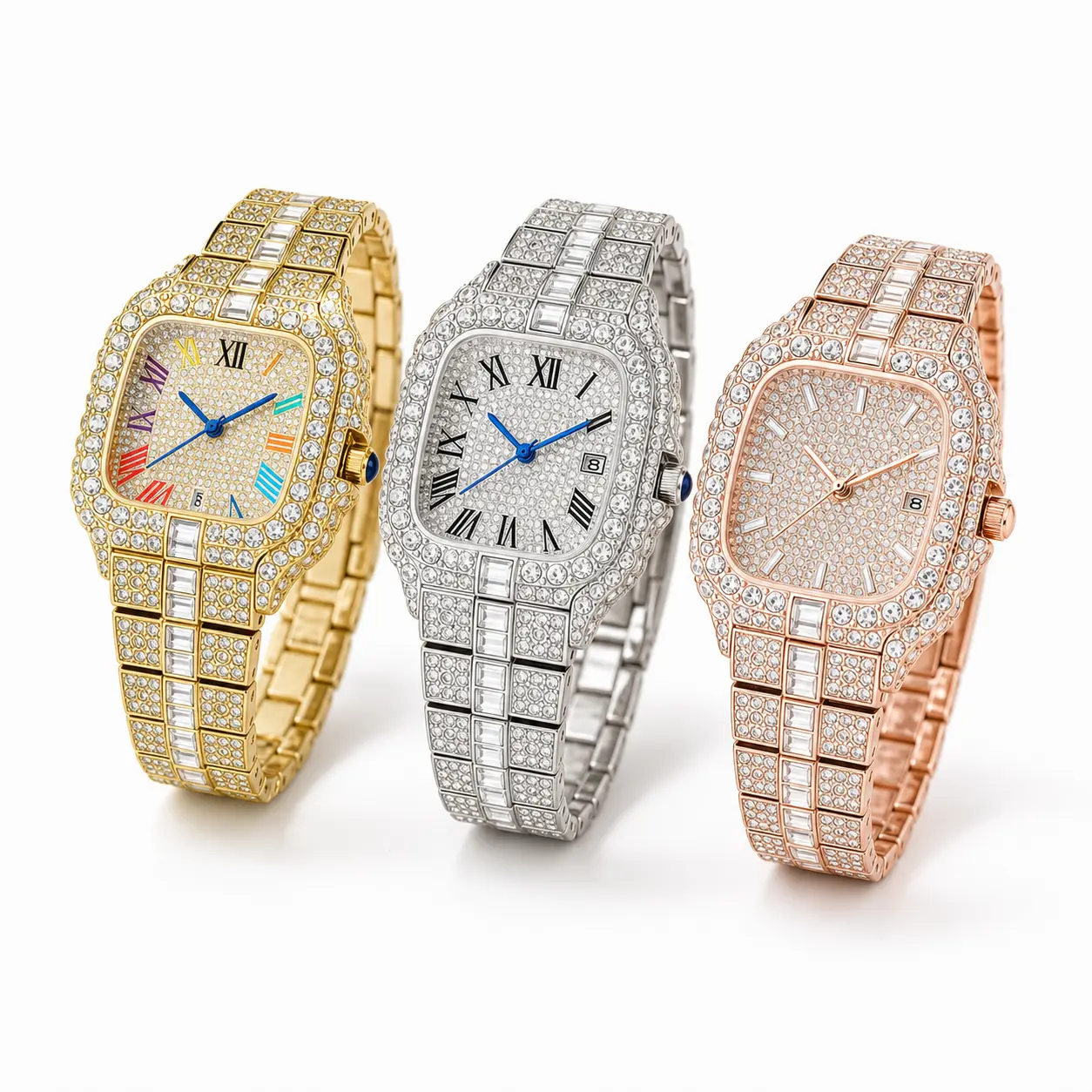 Women's Rhinestones Decor Wristwatch - Elegant Fashion Jewelry Bracelet Watch with Square Face, Bracelet Look Party Wear Wristwatch, Gold-Silver-Rose Gold Sports & Outdoor Pedometer Accessory, Elegant Fashion Watch, Crystal Dial