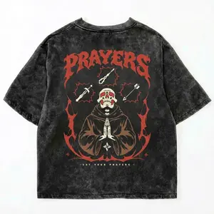 Back Version Only Acid Wash OSRS Say Your Prayers Gamer Old School RuneScape Inspired Tee MMORPG Gaming Shirt Dark Fantasy Graphic Tee Funny RPG Shirt Unisex Cotton Tee Gamer Gift for Him Her Retro Gaming Streetwear Casual Outfit Trendy Nerd Apparel