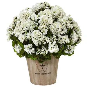 Nearly Natural 22" Artificial Geranium Plant in Farmhouse Planter