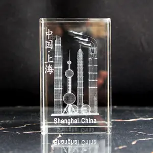 Shanghai Oriental Pearl Tower Crystal Cube Wholesale Colorful Luminous Shanghai Architecture Tourism Exquisite Souvenir