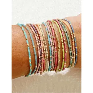 Boho Style Colorful Beaded Stackable Bracelet, Fashionable Jewelry for Women & Girls, Pride 2025, Lgbtq, Trendy All-match & Exquisite Jewelry for Birthday Gift, Beaded Bracelet Set