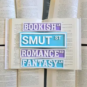 Bookish Street Sign Decor for Bookshelves - Multicolor - 3D Printed Customization - Purple