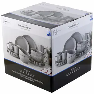 Mainstays Chiara 16-Piece Stoneware Gray Dinnerware Set
