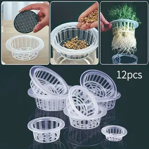 12PCS Hydroponic Net Pots, Plastic Plant Grow Baskets for Seedlings, Hydroponic Planting Cups for Indoor Garden, Balcony Vegetable Growing, Indoor Hydroponic Gardening