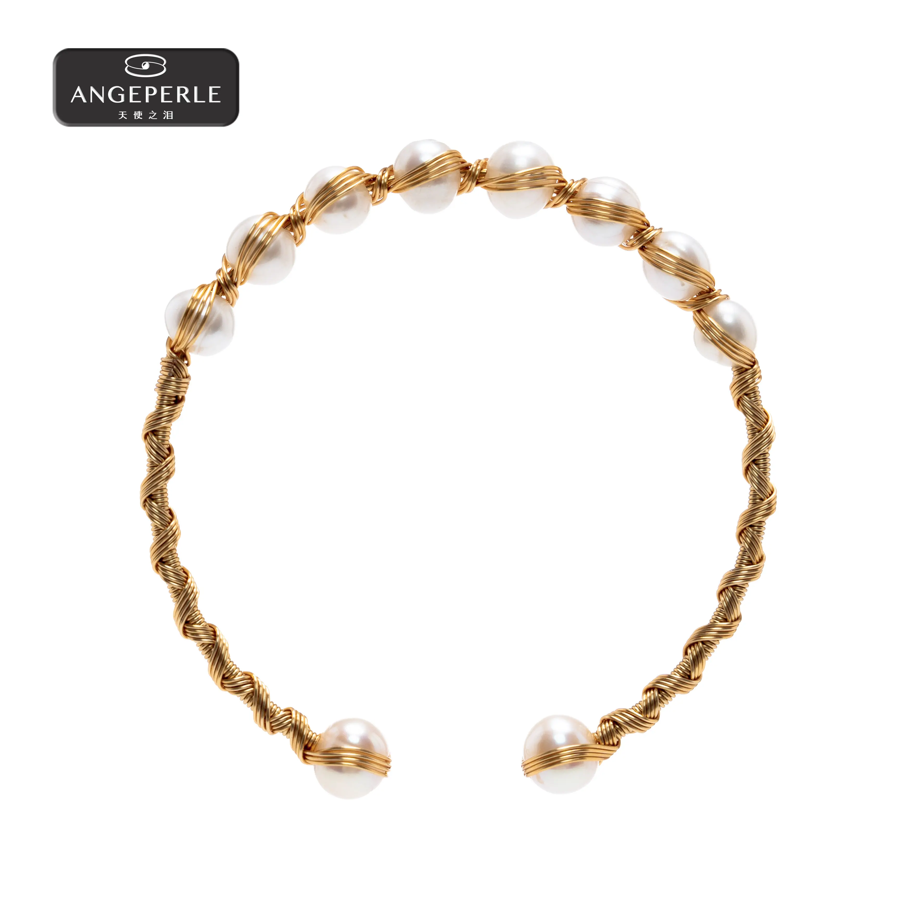 ANGEPERLE Alloy and Freshwater Pearl Bracelet 7-8mm TSDW108