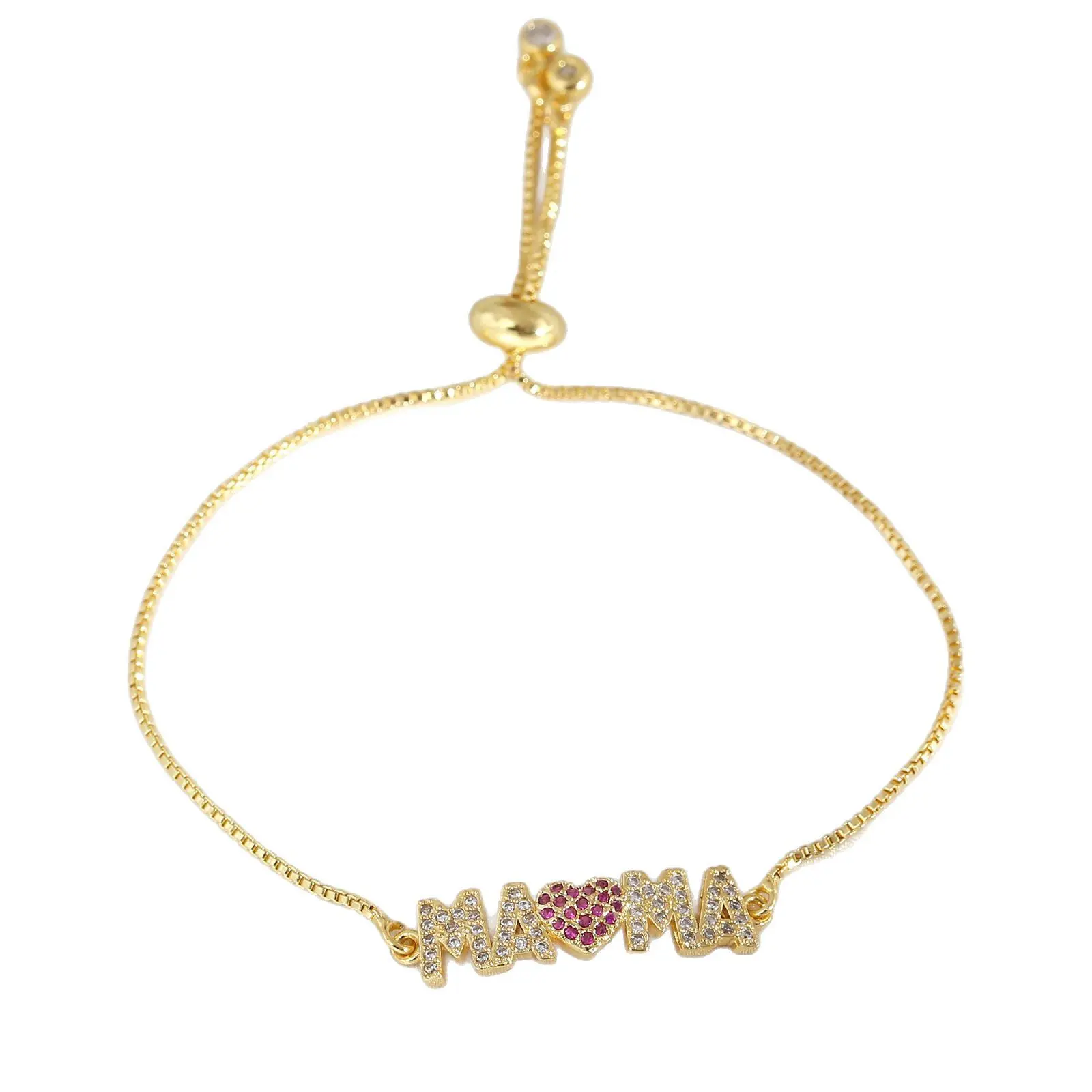 springtok Zircon bracelet MAMA English letter bracelet drawstring adjustable ladies daily wear Mother's Day gift