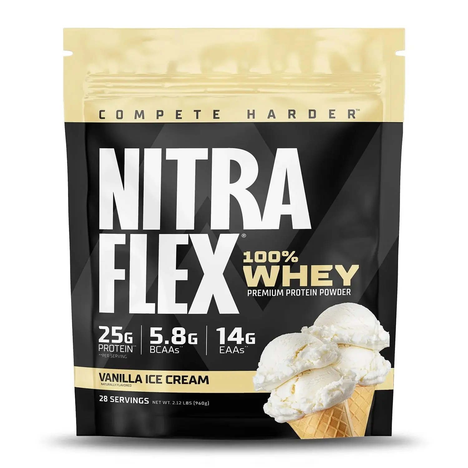 GAT SPORT Nitraflex GMP-Certified Muscle-Boosting Dietary Supplement Powder, 2 lbs Blendable Smooth Texture, 25g Milk Protein per Serving, BCAAs & EAAs Included, Gluten-Free, Low-Carb, Low-Fat, Recovery Boost