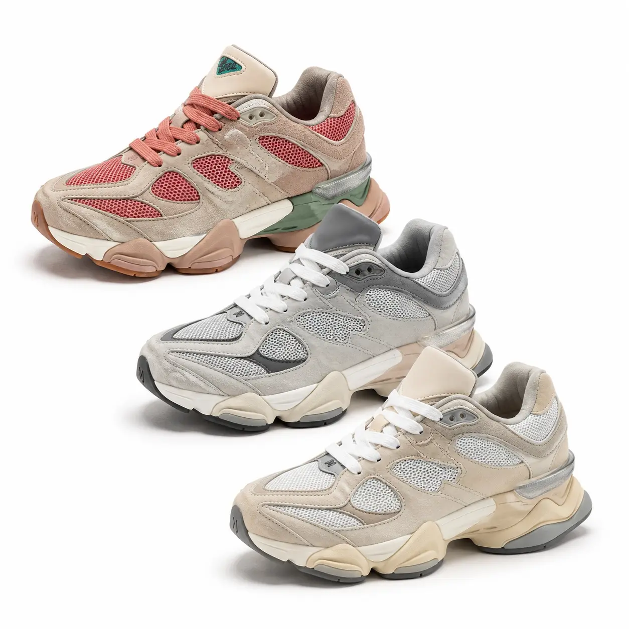 Unisex Vintage Runner Sneakers - Retro Chunky, Breathable Mesh Casual Wear Shoes with Layered Upper Suede-Look Panels, Sculpted Comfort Sole for Walking
