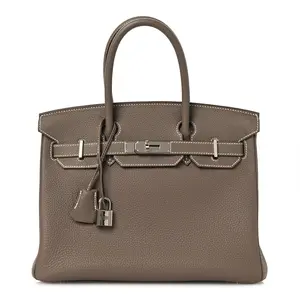 Pre-owned HERMÈS leather Shoulder Bags Hermes Etain Togo Birkin 30 Palladium Hardware