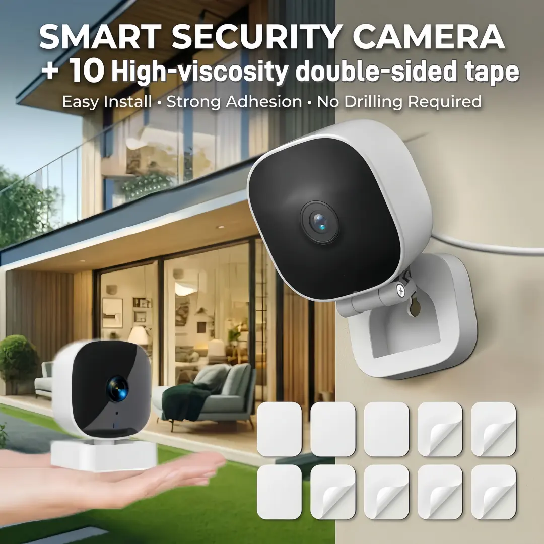 AI Mini Wireless Security Camera, 10 Double-Sided Adhesive Tape Mounts, WiFi, 2-Way Audio, Loop Recording, Real-Time Alerts, Night Vision, Motion Detection - Remote Home Monitor via App