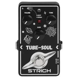 STRICH TUBE SOUL Tube Overdrive Pedal for Electric Guitar, Compact Mini Single Unit, True Bypass, 3 Control Knobs, Volume, Tone, Gain, Dual Mode Adjustment, Boost, Normal, 9V DC