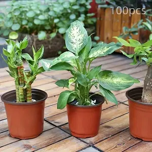 Plant Pot, 100pcs/set Disposable Soft Plastic Plant Pot, Fixed Planting Pot, Succulent Cultivation Pot, Landscape Flower Pot, Garden