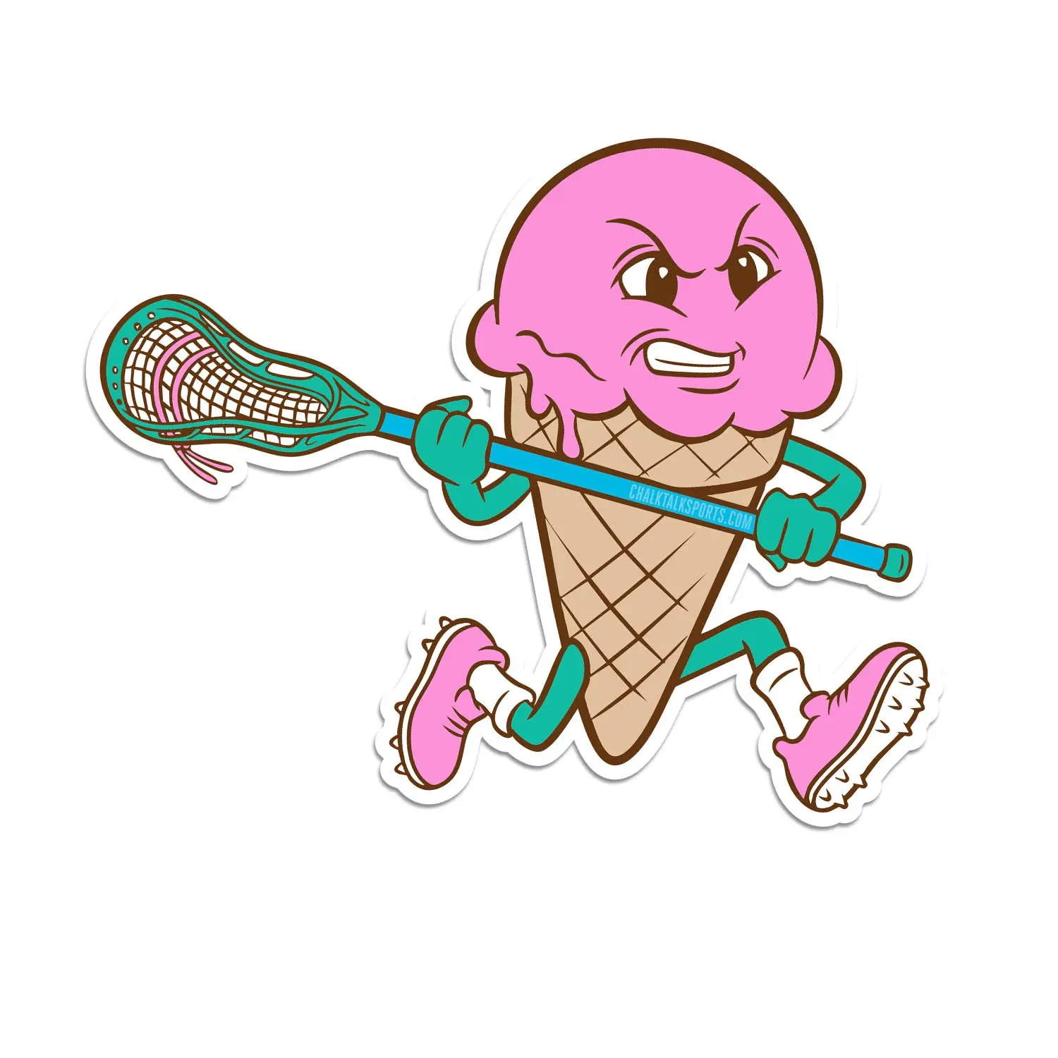 Guys' Lacrosse Peel-and-Stick Sticker - Ice Cream Cones, Cone Player Art Design - Adds Personality, Designed in the USA, for Athletes, Indoor-Outdoor Use, Indoor Or Outdoor Use