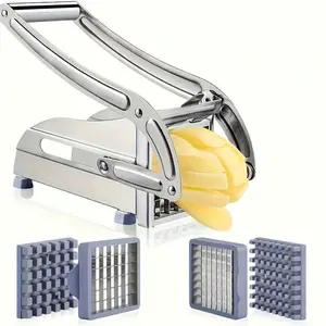 1pc Long-Lasting Stainless Steel Kitchen Aid: Manual Vegetable Chopper & Thin Fry Maker With Spare Blades, Created For Potatoes, Carrots - Excellent For Straight Cut Fries, Food Preparation & Dicing
