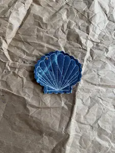 Scalloped Seashell Embroidered Bag Charm