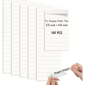 100 Pcs 3.5×0.6 Inch Off White Blank Thick Cardstock File Tab Inserts for Hanging File Folders No Tab Included