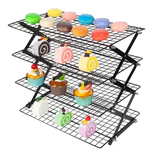 Foldable Cooling Rack, 4 Count/3 Counts Dessert Baking Cooling Rack, Cooling Tray for Baking, Kitchen Baking Utensils, Kitchen Accessories