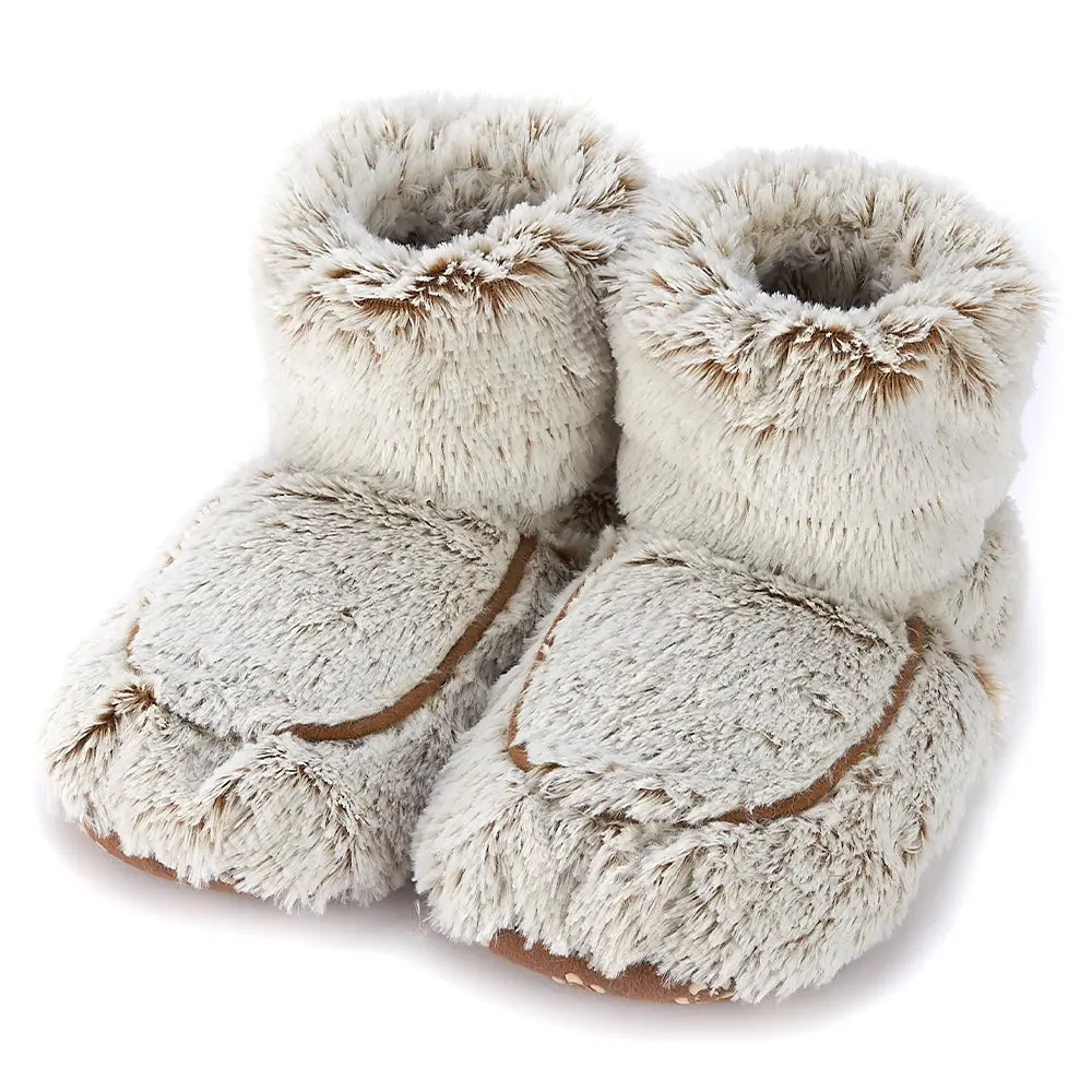 Microwavable Heated Bootie Slippers for Women, Plush Faux Fur Footwear with French Lavender Scent and Non-Slip Soles for Comfort, Shoe